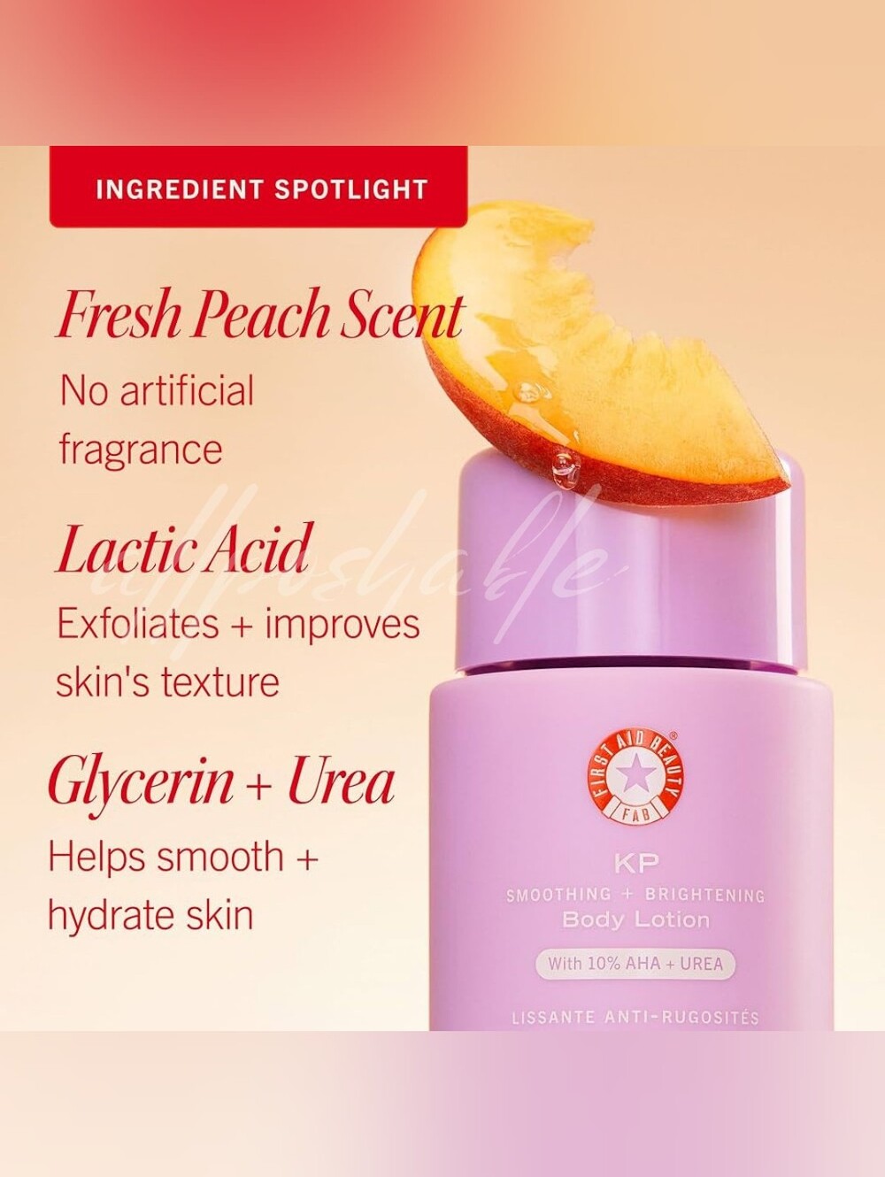 First Aid Beauty KP Smoothing + Brightening Body Lotion Fresh Peach